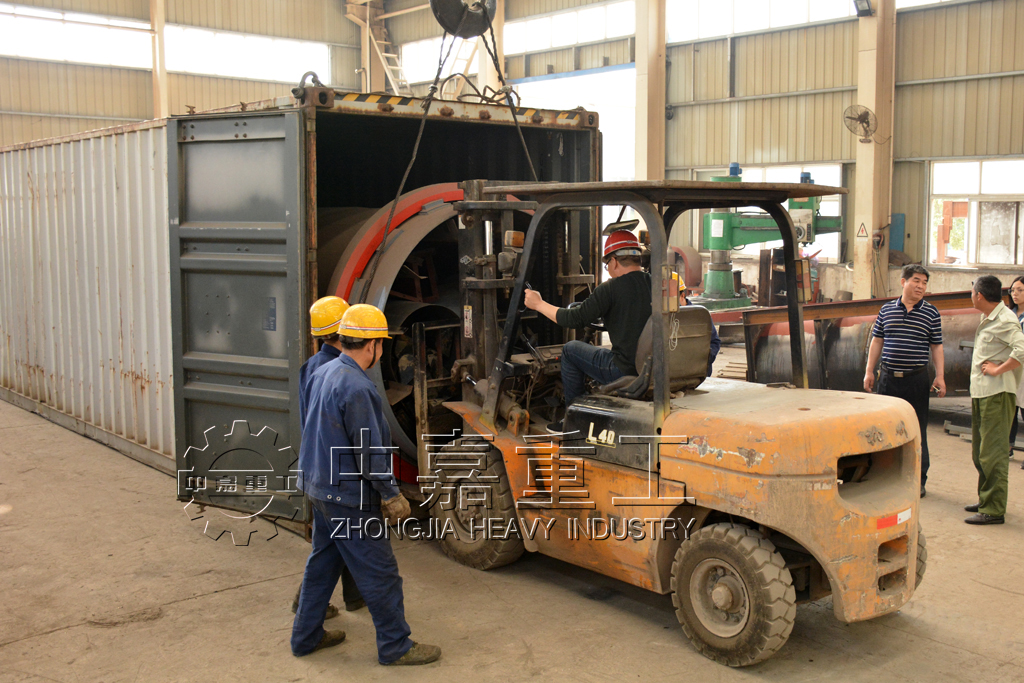 发往埃塞俄比亚日产200吨石膏生产线设备发货现场